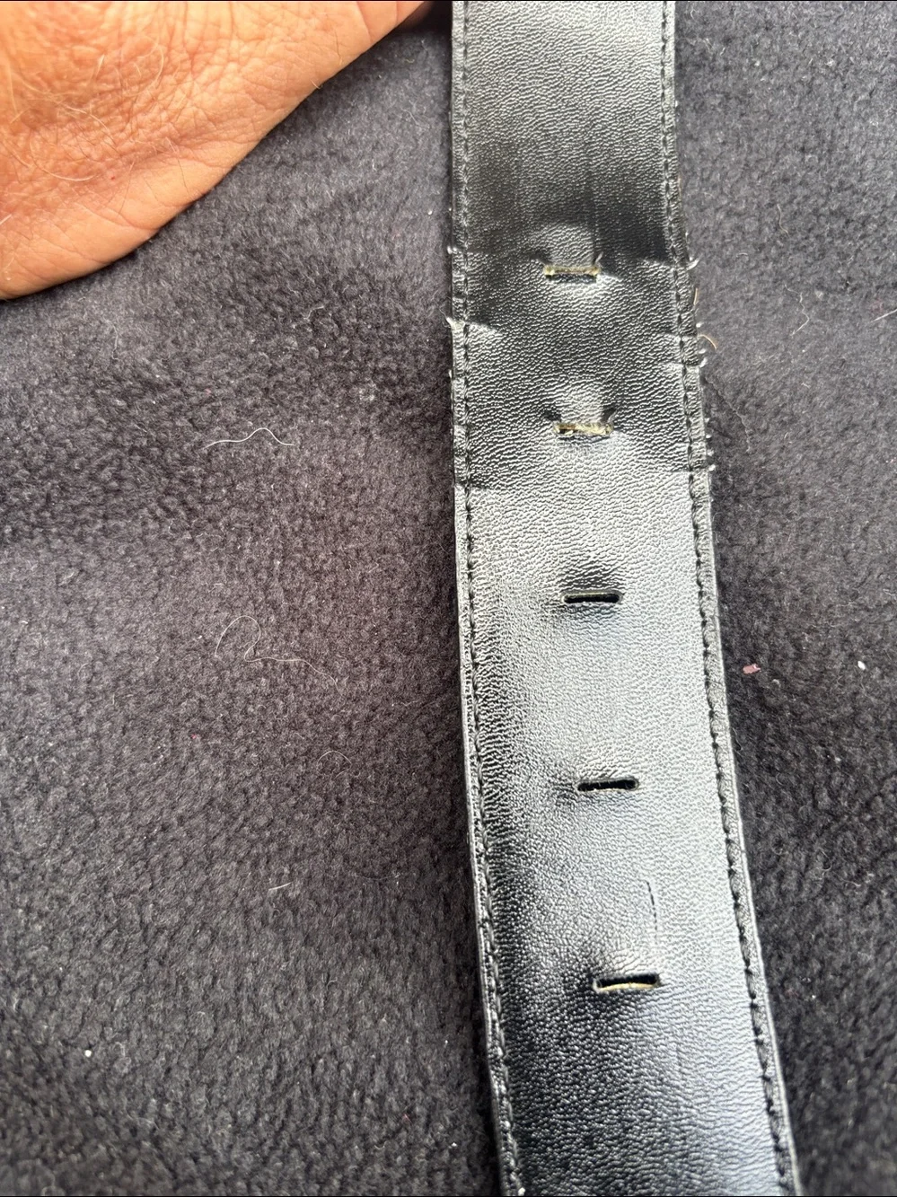 Liz Claiborne Black Leather Dress Belt with Gold Foil Branding Vintage